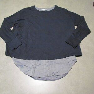 Vince shirt Womens Extra Small Navy layered tunic sweatshirt Blue oxford